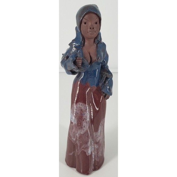 Vintage Red Clay Glazed Statue Things Jamaican 1985 Figurine Folk Art Pottery - Picture 1 of 12